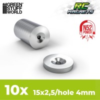 Magneti Neodimio 15x2,5mm con foro - 10 unità (N52)