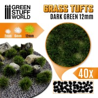 Grass TUFTS - 12mm self-adhesive - DARK GREEN